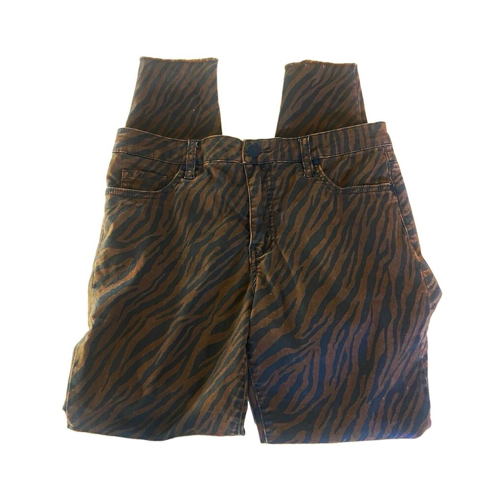 KUT from the Kloth High Rise Skinny Pants Brown Black Zebra Print Size 6 Boho